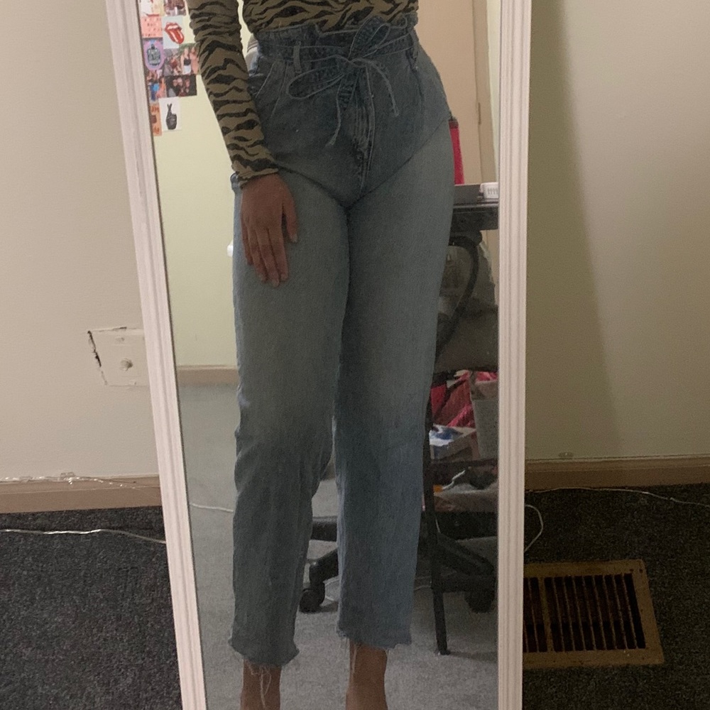 abercrombie paperbag waist mom jean